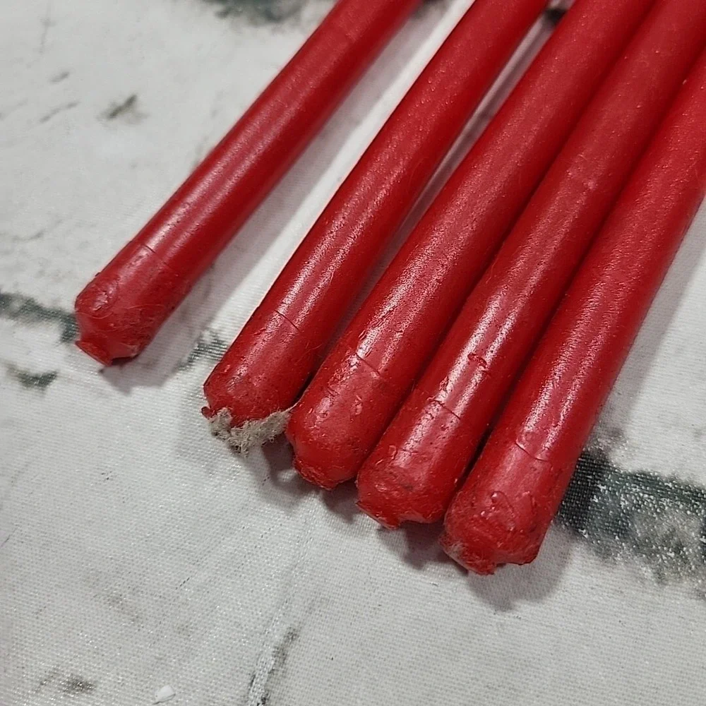 Vintage Hand‎ Dipped Candles Tiny Tapers Red 10